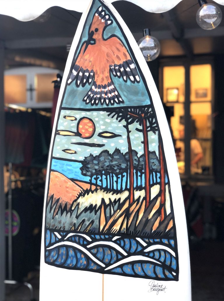 Surfboard — œuvre de Pauline Beugniot, artiste peintre dans le Médoc