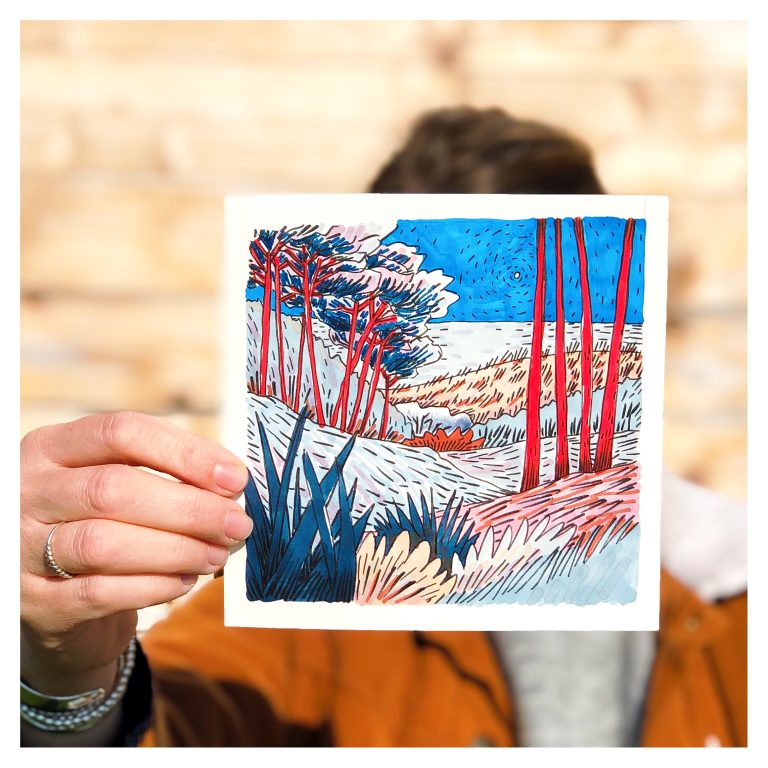 Bleu rouge — œuvre de Pauline Beugniot, artiste peintre dans le Médoc