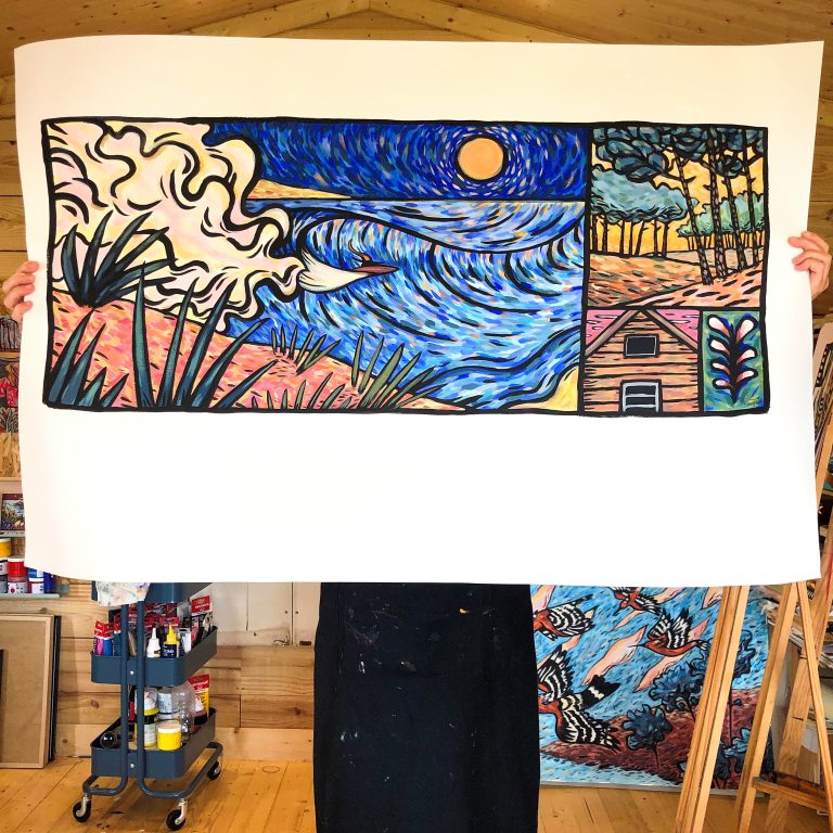 Joie couleur bleue — œuvre de Pauline Beugniot, artiste peintre dans le Médoc